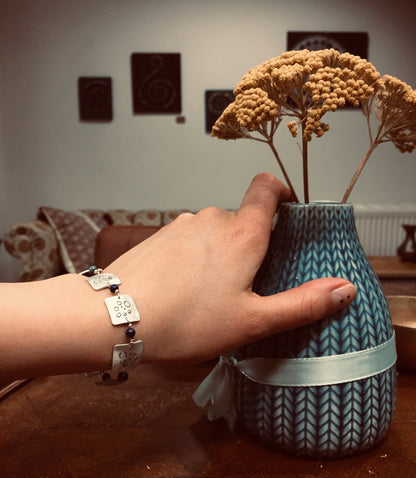 Silberarmband Handarbeit mit Edelsteinen